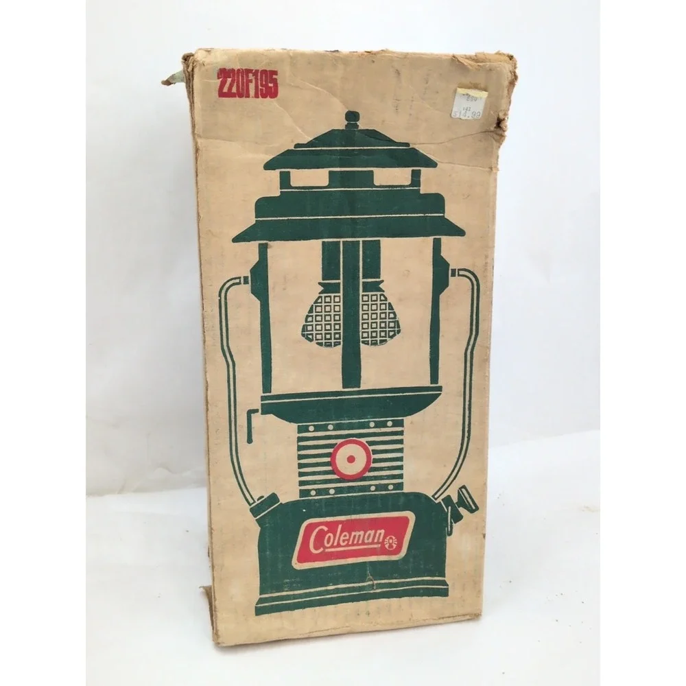 Green COLEMAN 220F 1 - 1971 Double Mantle 220F195 Lantern W/ Box Good Shape Camp